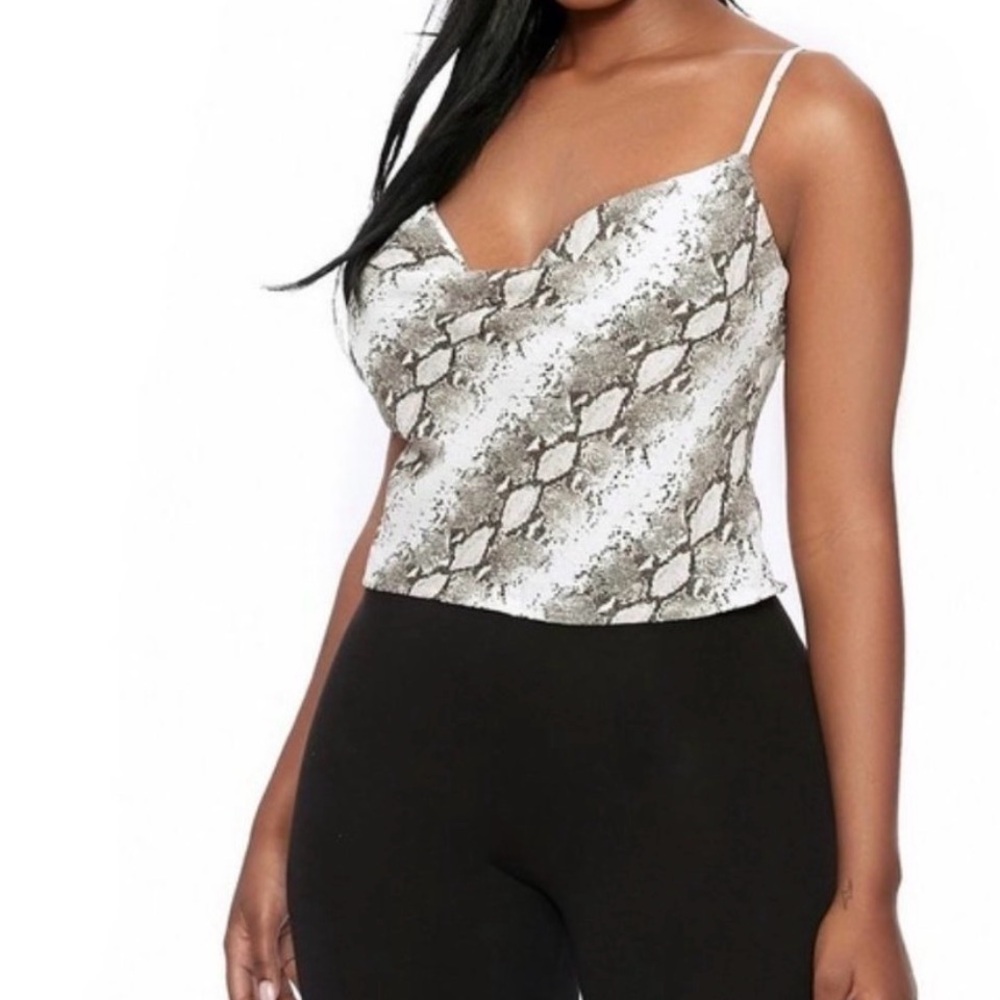 Naked Wardrobe Snake Print Camisole - Black and White